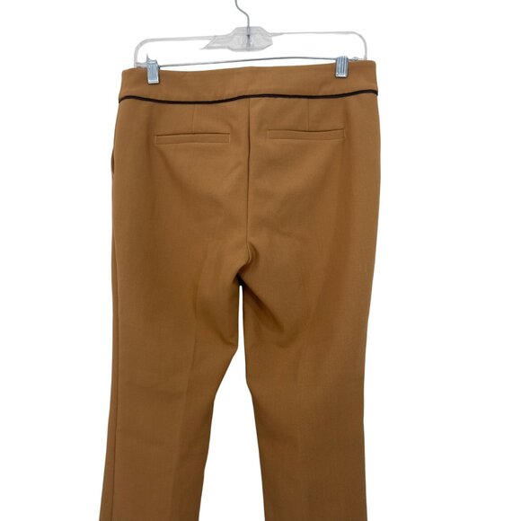 Ann Taylor Factory Petite Women 2P Camel Brown Trousers With Black Piping Detail - Picture 8 of 10